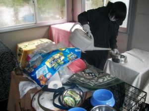 the decontamination area at the shelter