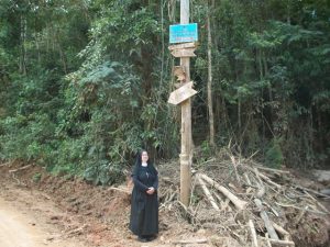 high water mark below blue sign